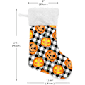 Miniatyrbillede 3 af 7: Jule-Strømpe, Personlige Jule-Strømper 2-pak Halloween Græskar Sort Buffalo Plaid 45,7 cm Jule-Strømper Hængende Ornament Pejs