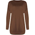 Miniatyrbild 2 av 4: Dam tröjor höst pullover tröjor casual lös passform tunika topp bekväm söt sweatshirts långärmad crewneck t-shirts m7 brown Large
