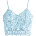 Miniatyrbilde 1 av 5: Kvinners Casual Blonder Heklet Spaghetti Stropp Glidelås Opp Cami Crop Top Camisole