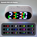 Miniatyrbild 5 av 7: Hög ljudalarmklocka för sovrum med dynamisk RGB-nattlampa, färgglad LED-digital väckarklocka med snooze, dubbel alarm, dimmer, digital sängklocka