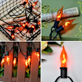 Miniatyrbillede 7 af 9: Halloween-lys flimrende flammelyskæde med 12 stk. C7 orange flammepærer (2 reserve), 12,8 fod orange flammelyskæde til indendørs