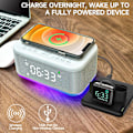 Miniatyrbild 5 av 8: Väckarklocka Högtalare Trådlös Laddare, Digital Sovrum Bluetooth, Väckarklocka Dimbart Ljus Sovrum Dubbel Alarm Snooze Dimmer 12 24H RGB Natt