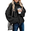 Miniatyrbillede 1 af 4: Dame kabelstrik turtleneck sweater casual tykke langærmede toppe