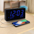 Miniatyrbilde 6 av 6: Skrivebords digital alarmklokke for soverom, blå 6\" LED-skjerm, med USB-port for lading, 000 % lysstyrke dimmer, temperatur, slumre, justerbar