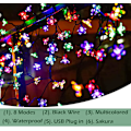 Miniatyrbillede 6 af 9: Sæt stikket i dekorative kirsebærblomster-lyskæder, 33ft 100 LED USB-lyste blomsterdekorationer med timer til indendørs soveværelse telt seng terrassefest