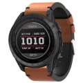 Miniatyrbillede 1 af 5: For Garmin Tactix 7 26mm Læder Søm Stål Spænde Urrem JJT Brown