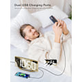 Miniatyrbild 8 av 9: Superhög larmklocka med sängvibrator för tunga sovare och digital spegellarmklocka för sovrum, stor LED-display med 2 USB-laddare