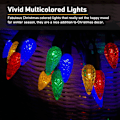 Miniatyrbilde 4 av 6: Solcelledrevne julelys, 50 LED 8 moduser C6 jordbær flerfargede lysstrenger, vanntette, oppladbare utendørs hagefe-lys for
