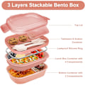 Miniatyrbilde 2 av 5: Bento Box Vuxen Lunchbox. 1900ml 3-lags matlådebehållare