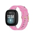 Miniatyrbild 1 av 5: Universell nylonvävd canvas klockarmband för Fitbit Versa 4 / Sense 2 VCU Pink