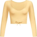 Miniatyrbild 4 av 5: Träningsset för kvinnor 2 delar sömlös långärmad crop top ribbad hög