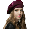 Miniatyrbilde 1 av 5: Kvinners Beret Lue Fransk Ull Beret Lue Beanie Cap Klassisk Ensfarget Høst Vinter