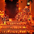 Miniatyrbilde 2 av 8: 500 LED Halloween-lys utendørs, 163FT 8 moduser oransje julelys innendørs klar ledning, utendørs vanntett oransje høstlys plugg inn for rom