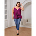 Miniatyrbilde 4 av 5: Kvinners Plus Size Glitter Draped Neck Ermeløs Ryggløs Cami Topp