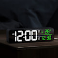 Miniatyrbild 8 av 9: Digital väckarklocka för vardagsrum, kontor, sovrumsdekor, LED elektronisk klocka, datum, temperaturvisning, modern skrivbordsklocka, automatisk ljusstyrka, svart