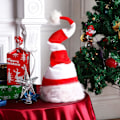 Miniatyrbild 4 av 5: Röda och vita randiga hattar Jul Långa filt Julhattar för jul Nyår
