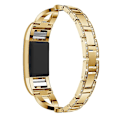 Miniatyrbillede 3 af 5: X-formet diamantbesat massivt rustfrit ståls urrem til Fitbit Charge 2 OMH Gold