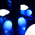 Miniatyrbillede 6 af 7: C9 Julelys Udendørs 50 LED Blå + Hvid Jordbær Vandtæt Islys Streng Juletræ Indendørs Dekoration Stik i 34,5 Fod Brugt til
