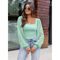 Miniatyrbilde 3 av 5: Womens Mesh Langærmet Skjorter Casual Bluser Tops
