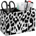 Miniatyrbillede 1 af 7: Blck nd White Leoprd Print PU Leer ncil Holder Cute n Continer Mkeup Storge Box Desk Orgnizer Blck nd White leoprd Print Black and White leopard