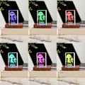 Miniatyrbillede 3 af 5: LED Træ Lys Display Base - Farverig Firkant til Krystal Kunst