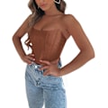 Miniatyrbillede 2 af 4: Sexede kvinder Push Up Bustiers Korsetter Stropløse Off Shoulder Slim Crop Tops