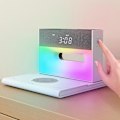 Miniatyrbild 2 av 8: Ljudmaskin med väckarklocka för sovrum, dubbla högtalare, 15 W trådlös laddare, väckarklocka Bluetooth-högtalare för tunga sovare, nattvitt