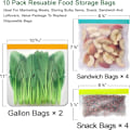 Miniatyrbilde 2 av 5: Gjenbrukbare matlagringsposer - 10-pakning BPA-frie Ziplock/fryseposer (2