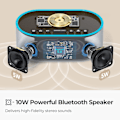 Miniatyrbillede 3 af 7: Vækkeur Bluetooth FM-radio: 10W stereohøjttaler - Hurtig trådløs opladning til iPhone Samsung - Dæmpbar urradio til soveværelse Grå -