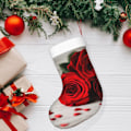 Miniatyrbillede 7 af 8: Julepynt Strømper med Rose - Holdbare, Farverige og Sjove Festlige Dekorationer - Jule Strømpe Pejs Ornamenter Jule Socke Gave Slik B