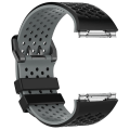 Miniatyrbillede 3 af 5: For Fitbit Ionic To-farvet silikoneurrem med spænde HJP Black - Grey