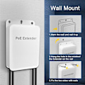Miniatyrbillede 5 af 5: 4-Port Gigabit PoE Extender - 1000Mbps, 30W, 100m Rækkevidde - Vandtæt til Udendørs Kameraer