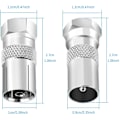 Miniatyrbilde 5 av 5: 12 stk F hann til koaksial hunn adapter - sølv