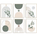 Miniatyrbillede 1 af 5: Boho vægkunsttryk - Salviegrøn abstrakt geometrisk boho-indretning