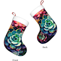 Miniatyrbild 5 av 9: Färgglada Sukkulenter Tryck Julstrumpa Xmas Ornament Kamin Hängande Xmas Strumpor för Familj Semester Xmas Party Dekorationer 45 cm