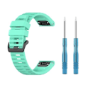 Miniatyrbild 1 av 5: För Garmin Fenix 7x 26mm Solid Color Silikon Snabbkoppling Klockarmband NKQ Lake Blue