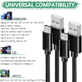Miniatyrbild 2 av 5: Micro USB-kabel 6ft 2pack Android-laddare Snabbladdningskabel Flätad