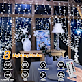 Miniatyrbillede 4 af 5: Gardinstribe til soveværelse - 200LED 6,6x6,6ft Fe-lyskæde gardin med 8 tilstande