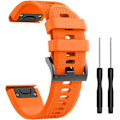 Miniatyrbild 1 av 5: Silikonarmband för klocka Fenix 5x 26 mm bredd Kompatibel med Fenix 5x/fenix 5x Plus/fenix 6x Pro Orange