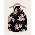 Miniatyrbilde 2 av 3: Kvinners ermeløs vri foran wrap cami tank topp med spaghetti stropp tee
