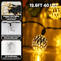 Miniatyrbild 2 av 7: Stringljus inomhus 40 LED marockanska ljusslingor batteridrivna med 8 lägen utomhus ljusslingor vattentäta glob ljusslingor för hemmet