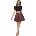 Miniatyrbillede 2 af 5: Læder Skater Skirt. Kvinders Sorte Plisserede Plus Size Mini A-linje Vegan Faux