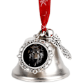 Miniatyrbild 1 av 7: Vargsilverklocka prydnad julgransklockor med rött snöre metall julgranshängande dekorationer för semesterfest  Vingklocka  Vingklocka