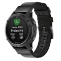 Miniatyrbillede 1 af 5: Lærred og læder urrem til Garmin Fenix5 Plus, Remstørrelse: 150+110mm MKH Black