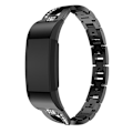 Miniatyrbillede 2 af 5: X-formet diamantbesat massivt rustfrit ståls urrem til Fitbit Charge 2 OMH Black