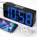 Miniatyrbild 1 av 8: Digital väckarklocka för sovrum, 7\" digitalklocka med dubbla alarm, typ C & USB-laddningsport, nattlampa, fet siffra stor display, 7 blå