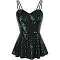 Miniatyrbilde 1 av 4: Kvinners Spaghetti Stropp Ruffle Camisole Ermeløs Peplum Topper