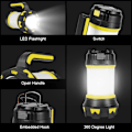 Miniatyrbillede 3 af 5: 3600mAh Camping Lanterne - 1000LM 6 Mode LED | Genopladelig Vandtæt Udendørs