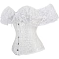 Miniatyrbillede 2 af 5: Kvinder Floral Lace Off Shoulder Korset Bustier Boned Overbust Korset Bodyshaper