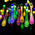 Miniatyrbild 1 av 9: Vattendroppe Dropflet solcellslingor utomhus 16 fot 20 LED flerfärgad vattentät solcellslampor 8 lägen dekorativa lampor för